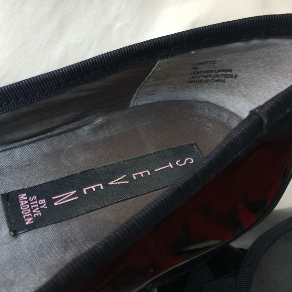 STEVEN by STEVE MADDEN Y2K Patent Leather Lunette Pump with Bow Size 7 Black VTG - Picture 9 of 10